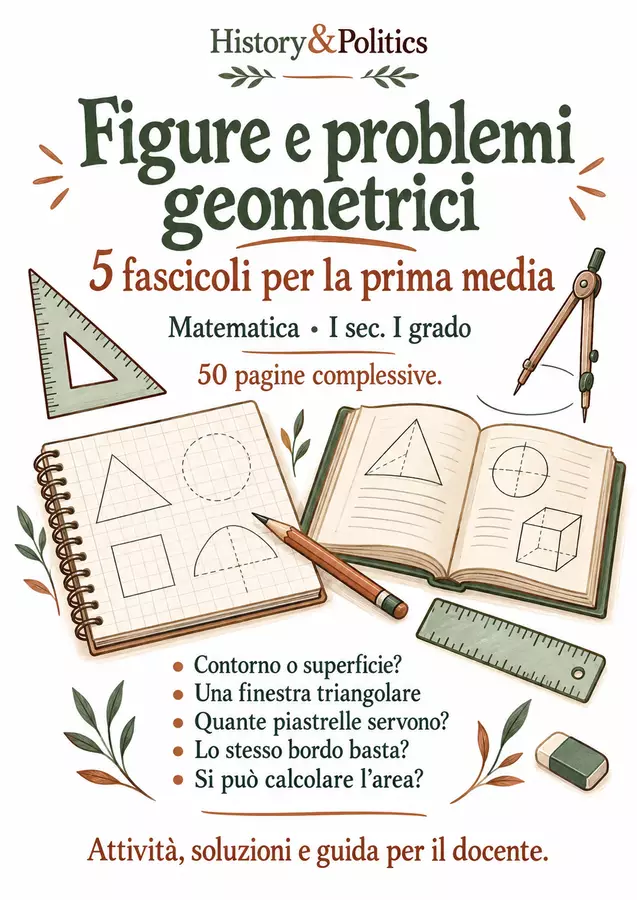 Figure e problemi geometrici – 5 fascicoli di matematica, prima media Esercizi - Figure e problemi geometrici – 5 fascicoli di matematica, prima media - History&Politics - Pagina di copertina