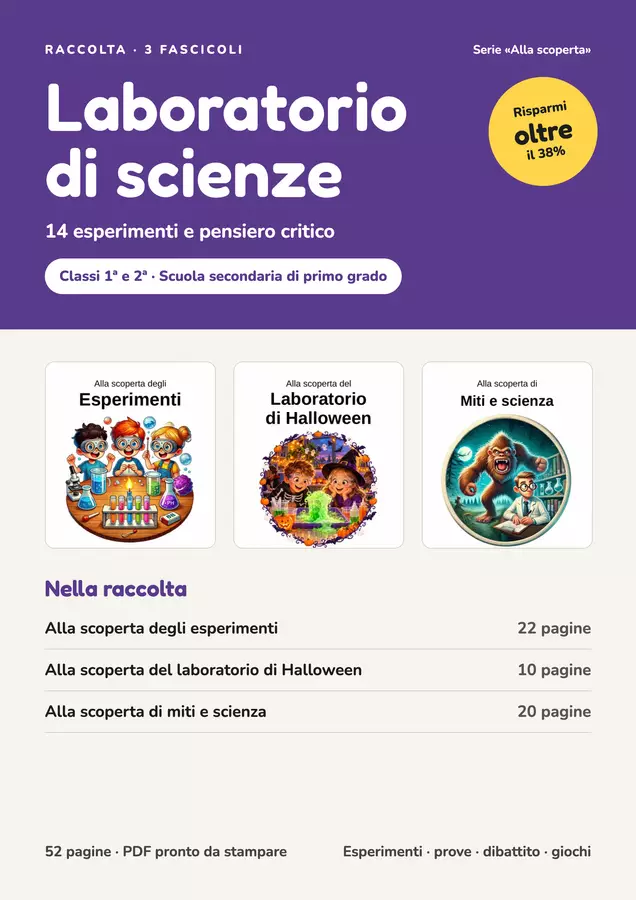 Laboratorio di scienze – Raccolta: 14 esperimenti e pensiero critico (1ª-2ª media) Esercizi - Laboratorio di scienze – Raccolta: 14 esperimenti e pensiero critico (1ª-2ª media) - Idee Didattiche Scandinave - Pagina di copertina