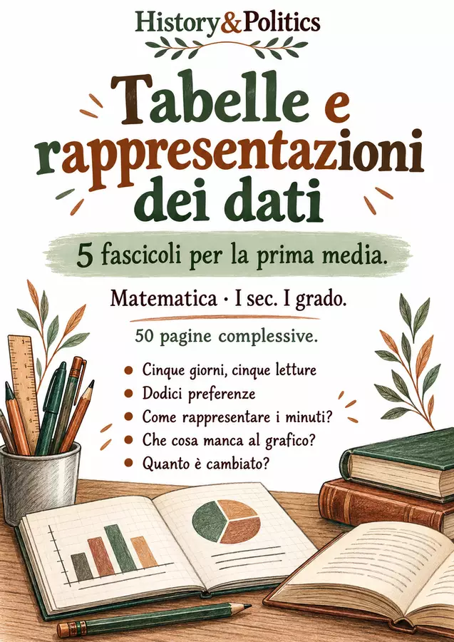 Tabelle e rappresentazioni dei dati – 5 fascicoli di matematica, prima media Esercizi - Tabelle e rappresentazioni dei dati – 5 fascicoli di matematica, prima media - History&Politics - Pagina di copertina