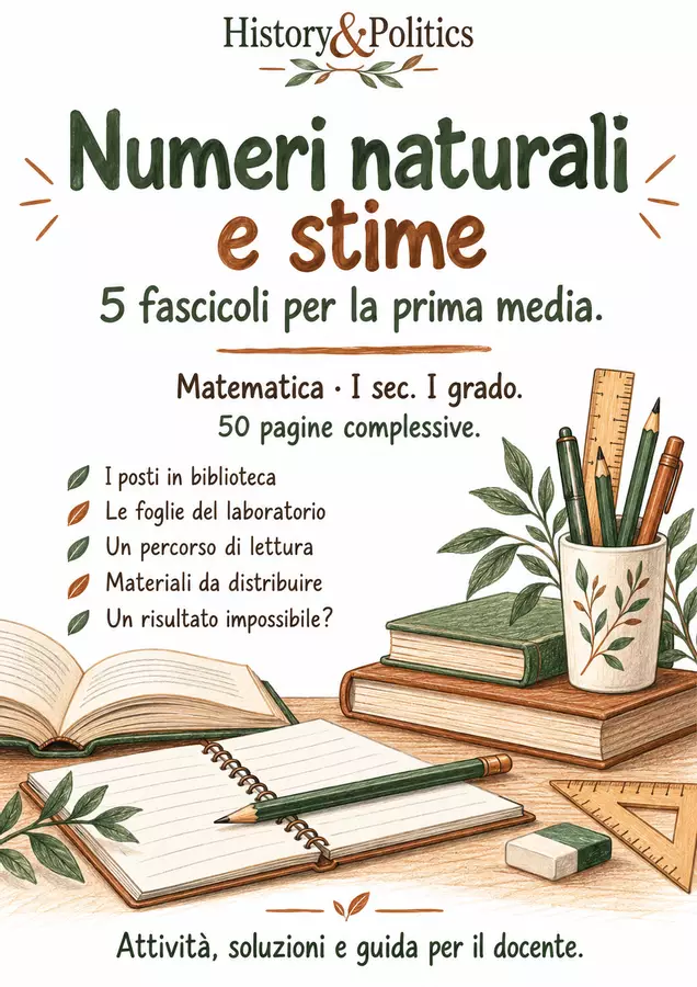 Numeri naturali e stime – 5 fascicoli di matematica, prima media Esercizi - Numeri naturali e stime – 5 fascicoli di matematica, prima media - History&Politics - Pagina di copertina
