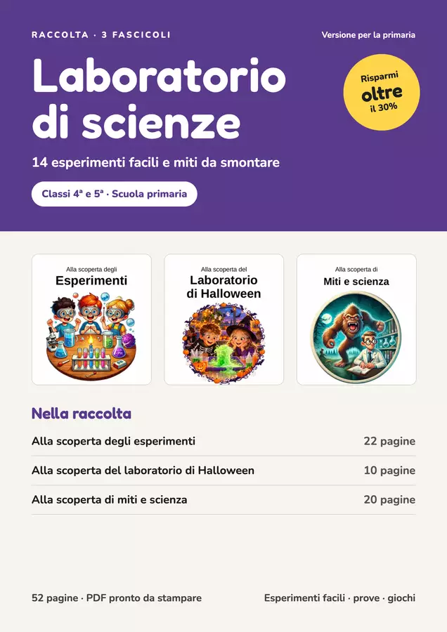 Laboratorio di scienze per la primaria – Raccolta: 14 esperimenti facili e miti da smontare (4ª-5ª) Esercizi - Laboratorio di scienze per la primaria – Raccolta: 14 esperimenti facili e miti da smontare (4ª-5ª) - Idee Didattiche Scandinave - Pagina di copertina