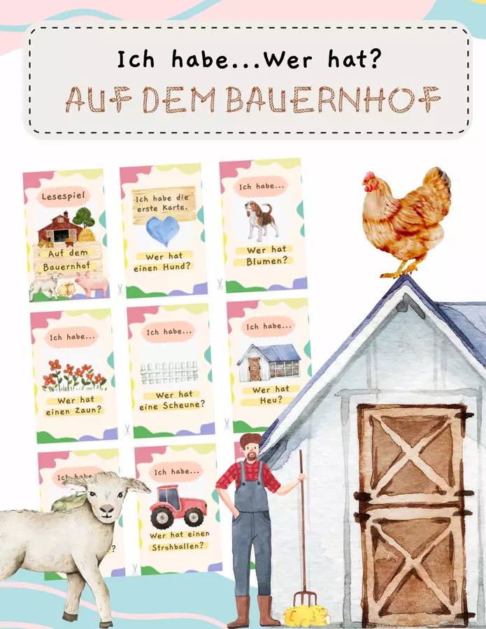 Ich habe - Wer hat? Lesespiel für die Grundschule (Bauernhof) Spiele - Ich habe - Wer hat? Lesespiel für die Grundschule (Bauernhof) - Mrsrobinson - Deckblatt