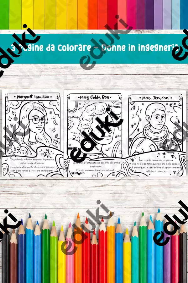 Donne nelle STEM, Margaret Hamilton, Mary Golda Ross e Mae Jemison, Pagine da Colorare Materiale per pittura e bricolage - Donne nelle STEM, Margaret Hamilton, Mary Golda Ross e Mae Jemison, Pagine da Colorare - Ireneagh - Pagina di copertina