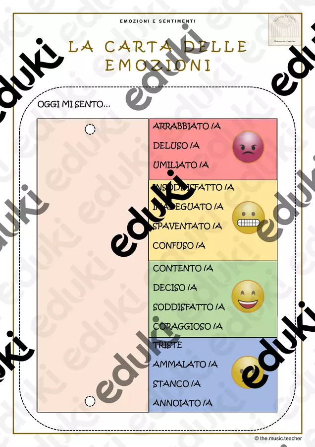 LA CARTA DELLE EMOZIONI Esercizi - LA CARTA DELLE EMOZIONI - the.music.teacher - Pagina di copertina