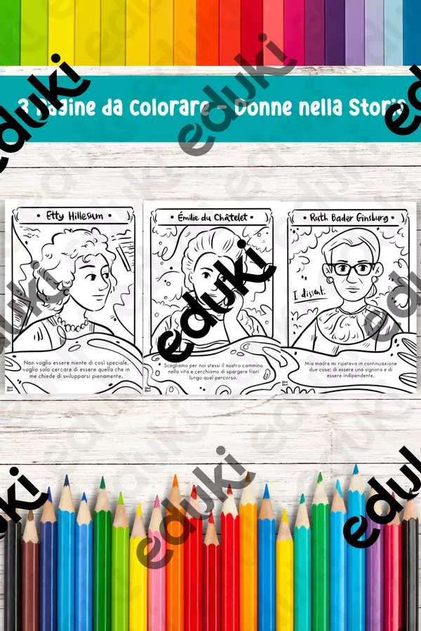 Grandi Donne, Grandi Idee: Pagine da Colorare per Bambini Ispirate a Emilie Du Chatelet, Etty Hillesum e Ruth Bader Ginsburg Materiale per pittura e bricolage - Grandi Donne, Grandi Idee: Pagine da Colorare per Bambini Ispirate a Emilie Du Chatelet, Etty Hillesum e Ruth Bader Ginsburg - Ireneagh - Pagina di copertina