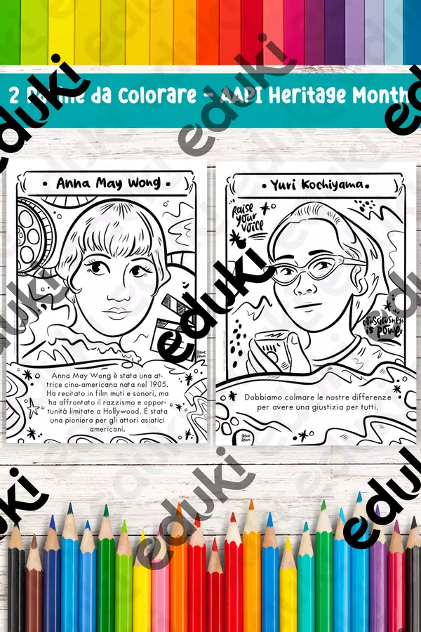 Set di Pagine da Colorare su Yuri Kochiyama e Anna May Wong Materiale per pittura e bricolage - Set di Pagine da Colorare su Yuri Kochiyama e Anna May Wong - Ireneagh - Pagina di copertina
