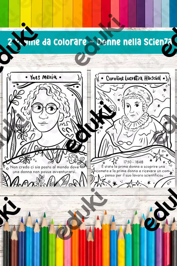 Set di Pagine da Colorare su Caroline Herschel e Ynes Mexia Materiale per pittura e bricolage - Set di Pagine da Colorare su Caroline Herschel e Ynes Mexia - Ireneagh - Pagina di copertina
