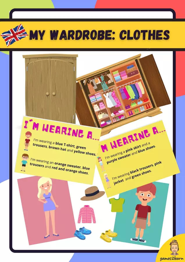 Wardrobe: clothes Materiale di supporto/inclusione - Wardrobe: clothes - games2learn - Pagina di copertina