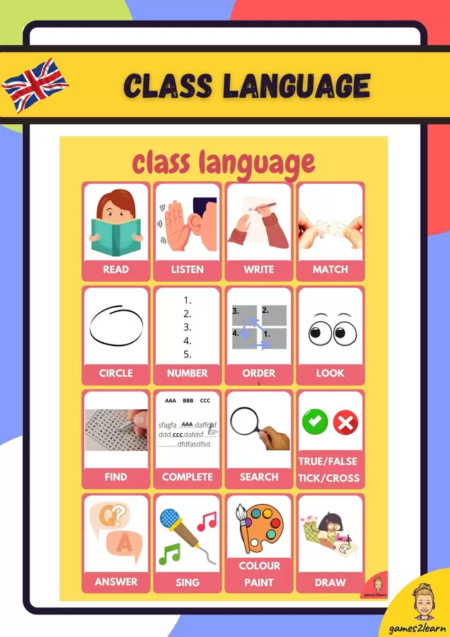 Class language Flashcard - Class language - games2learn - Pagina di copertina