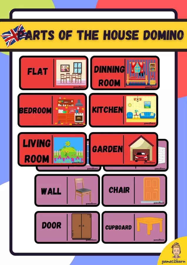 dominos parts of the house Materiale di supporto/inclusione - dominos parts of the house - games2learn - Pagina di copertina