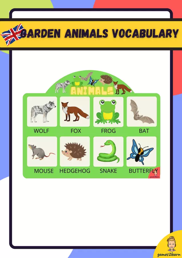 Garden animals vocabulary activity Materiale di supporto/inclusione - Garden animals vocabulary activity - games2learn - Pagina di copertina