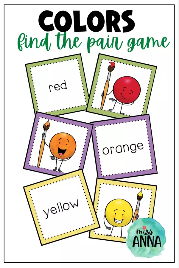 Colors FIND THE PAIR GAME Materiale di supporto/inclusione - Colors FIND THE PAIR GAME - MissAnna - Pagina di copertina