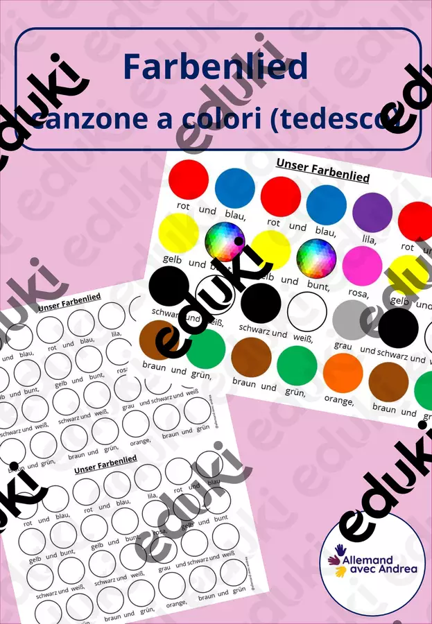 Tedesco - canzone a colori * Farbenlied Materiale per pittura e bricolage - Tedesco - canzone a colori * Farbenlied - Tedesco con Andrea - Pagina di copertina