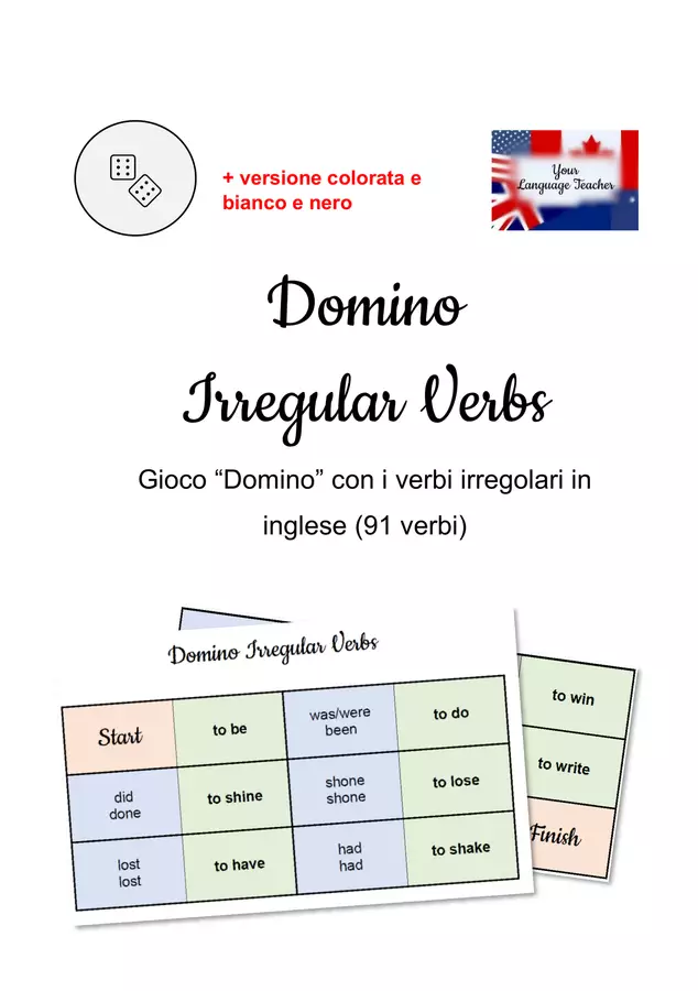 Domino Irregular Verbs English - Gioco - Verbi Irregolari Inglese - simple past Giochi - Domino Irregular Verbs English - Gioco - Verbi Irregolari Inglese - simple past - your language teacher - Pagina di copertina