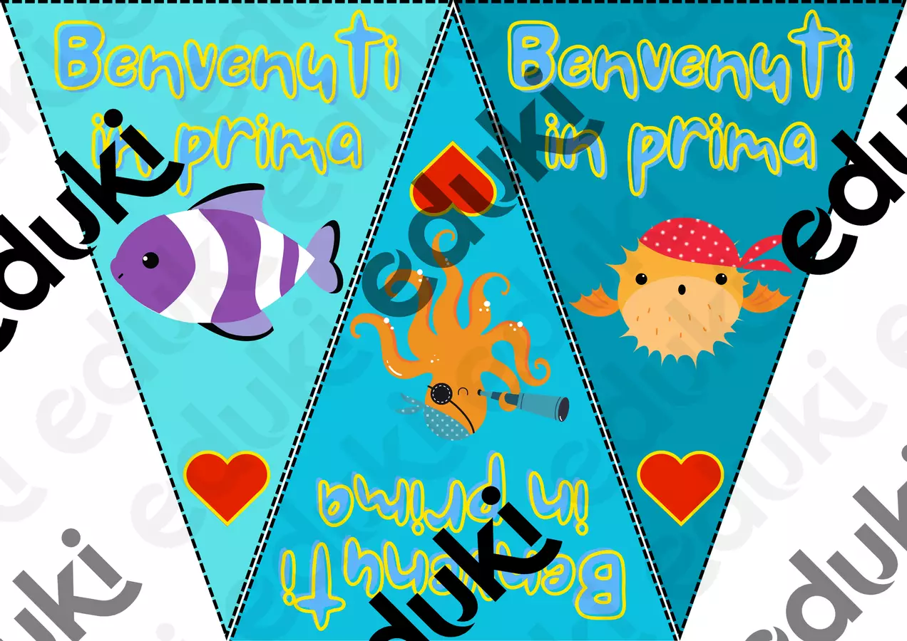 Bandierine - Accoglienza "Un mare di divertimento" Poster - Bandierine - Accoglienza "Un mare di divertimento" - MaestraJoy - Pagina di copertina