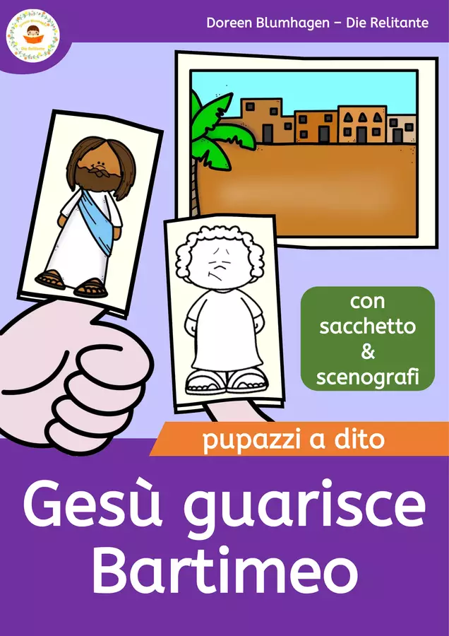 Gesú guarisce un Paralitico - Pupazzi a dito delle storie bibliche Materiale per pittura e bricolage - Gesú guarisce un Paralitico - Pupazzi a dito delle storie bibliche - DieRelitante - Pagina di copertina