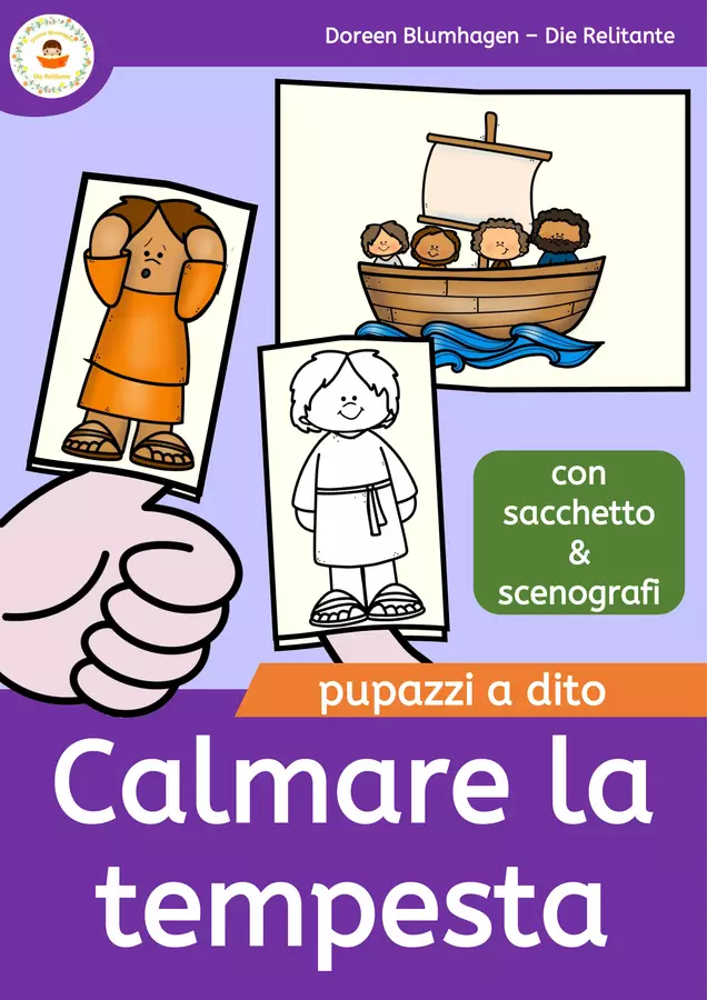 Calmare la tempesta - Pupazzi a dito delle storie bibliche Materiale per pittura e bricolage - Calmare la tempesta - Pupazzi a dito delle storie bibliche - DieRelitante - Pagina di copertina