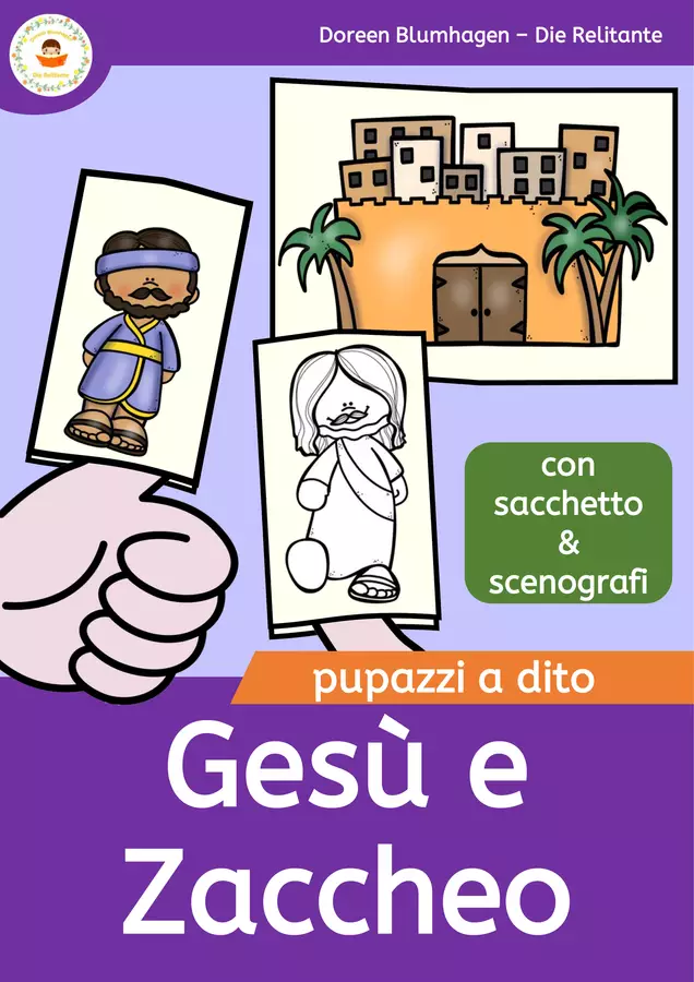 Gesù e Zaccheo - Pupazzi a dito delle storie bibliche Materiale per pittura e bricolage - Gesù e Zaccheo - Pupazzi a dito delle storie bibliche - DieRelitante - Pagina di copertina