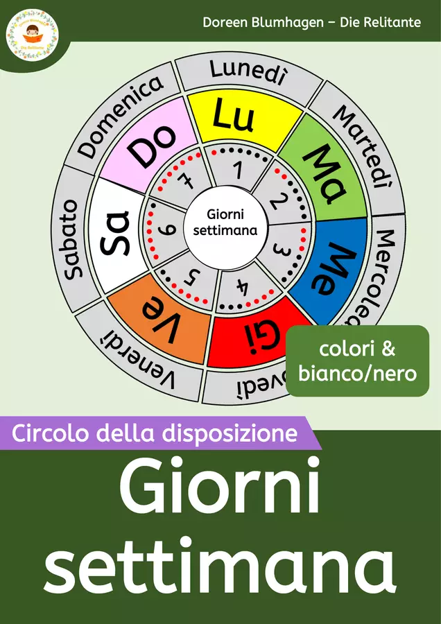 Giorni della settimana - Circolo della disposizione Flashcard - Giorni della settimana - Circolo della disposizione - DieRelitante - Pagina di copertina