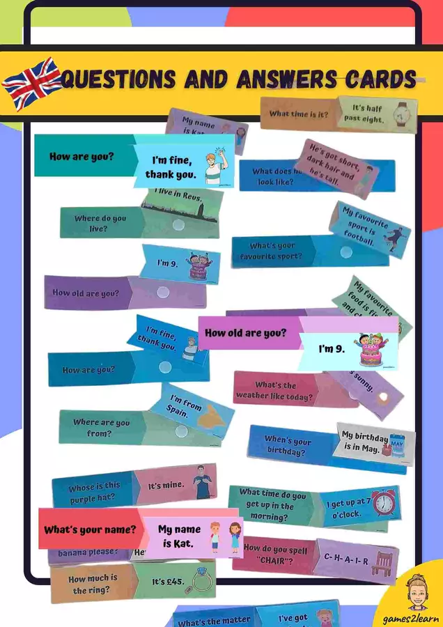 QUESTIONS AND ANSWERS CARDS by games2learn Materiale di supporto/inclusione - QUESTIONS AND ANSWERS CARDS by games2learn - games2learn - Pagina di copertina