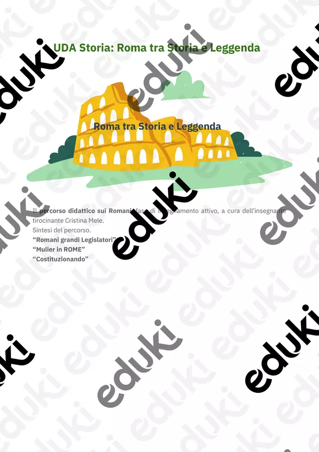 UDA Roma tra Storia e Leggenda Schede informative - UDA Roma tra Storia e Leggenda - Vita di scuola by BussolaScuola & Classe a Colori - Pagina di copertina