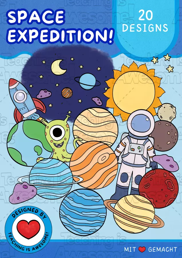 Spedizione nello spazio | 20 clipart spaziali | Colorate Clipart / Immagini originali - Spedizione nello spazio | 20 clipart spaziali | Colorate - Teaching is Awesome! - Pagina di copertina