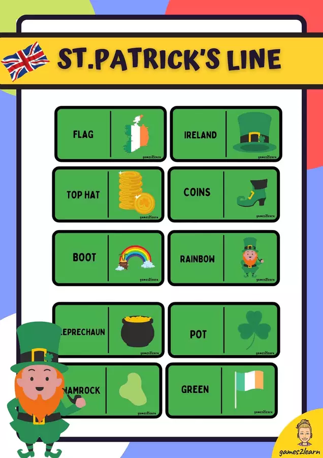 St. Patrick's day line - San Patrizio gioco Materiale di supporto/inclusione - St. Patrick's day line - San Patrizio gioco - games2learn - Pagina di copertina