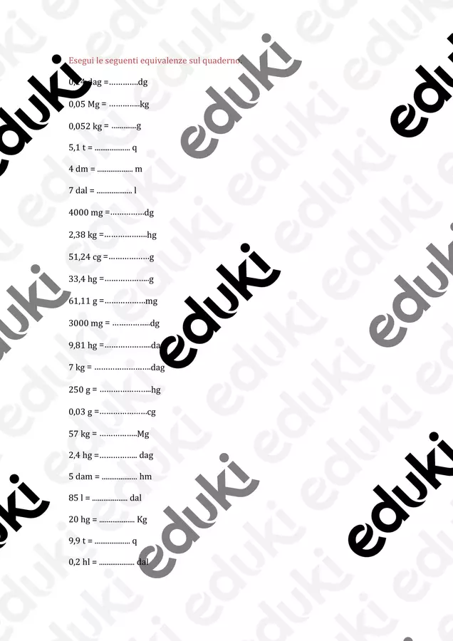Equivalenze miste e problemi. Esercizi - Equivalenze miste e problemi. - Maestra Nunzia - Pagina di copertina