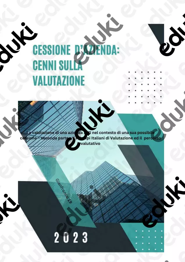 Cessione d'azienda : la valutazione - seconda parte Opere didattiche / Libri di testo - Cessione d'azienda : la valutazione - seconda parte - gianfranco19 - Pagina di copertina