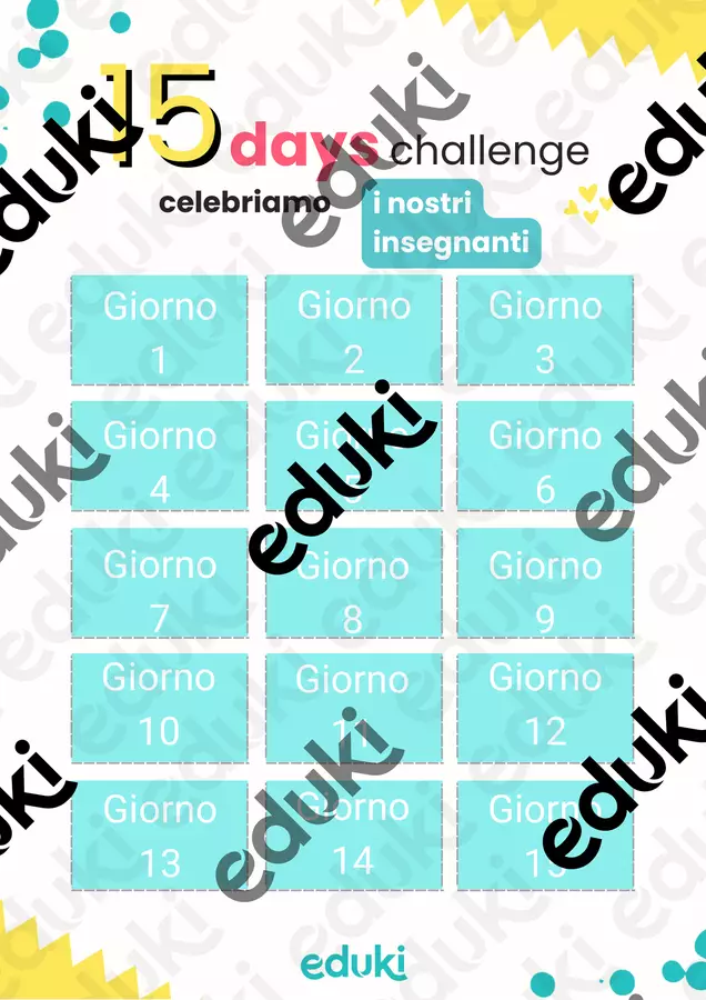 15 Days Challenge - Giornata Mondiale degli Insegnanti Esercizi - 15 Days Challenge - Giornata Mondiale degli Insegnanti - eduki_italia - Pagina di copertina