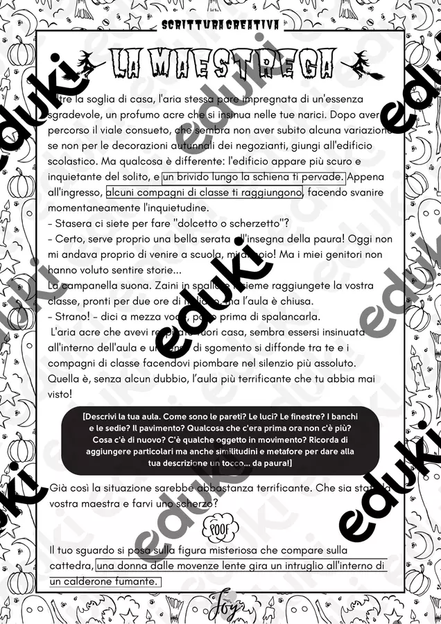 La Maestrega - Scrittura creativa per Halloween Esercizi - La Maestrega - Scrittura creativa per Halloween - MaestraJoy - Pagina di copertina
