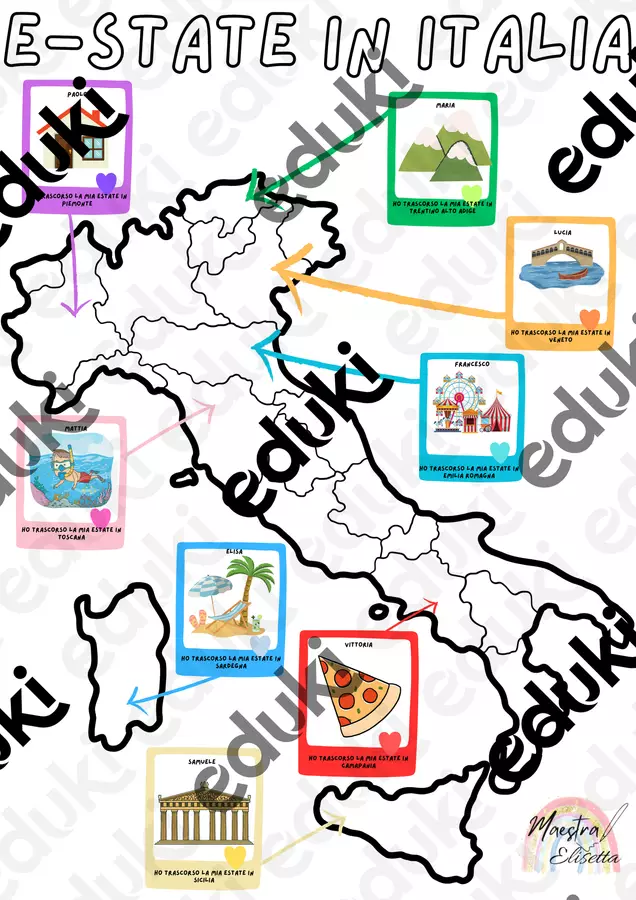 A spasso con le nostre vacanze Poster - A spasso con le nostre vacanze - Maestra Elisetta - Pagina di copertina