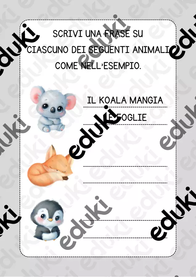 Frasi da inventare con gli animali Altro tipo di materiale - Frasi da inventare con gli animali - MilleLibriPerBambini - Pagina di copertina
