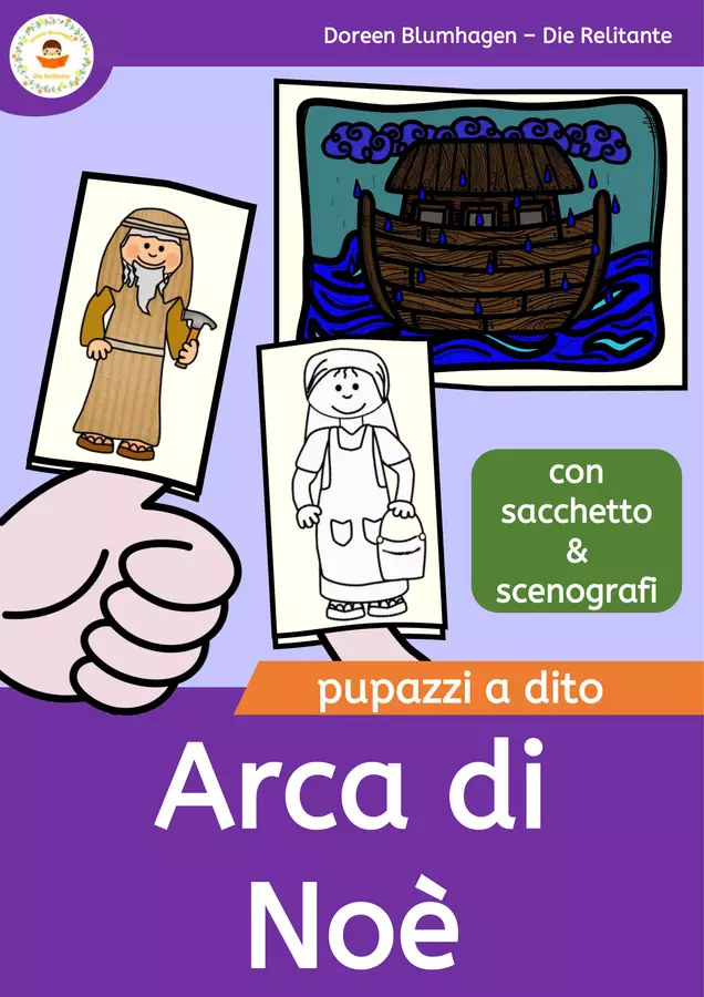 Arca di Noè - Pupazzi a dito delle storie bibliche Materiale per pittura e bricolage - Arca di Noè - Pupazzi a dito delle storie bibliche - DieRelitante - Pagina di copertina