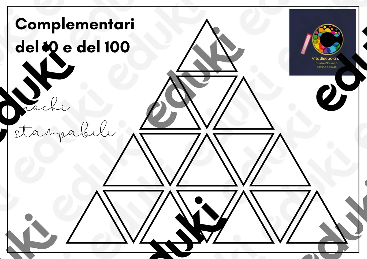 Complementari del 10 e del 100 Giochi - Complementari del 10 e del 100 - Vita di scuola by BussolaScuola & Classe a Colori - Pagina di copertina