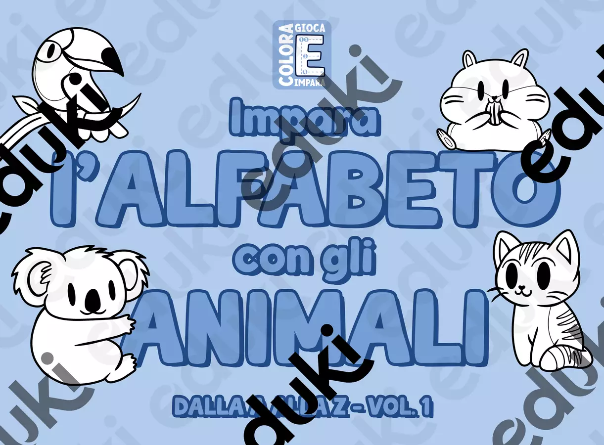 Impara l'ALFABETO con gli ANIMALI - dalla A alla Z Materiale per pittura e bricolage - Impara l'ALFABETO con gli ANIMALI - dalla A alla Z - Colora Gioca E Impara - Pagina di copertina