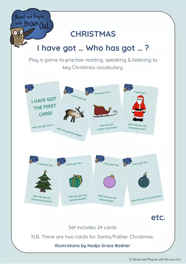 Brown Owl's Christmas - I have got ... Who has got ... ? Giochi - Brown Owl's Christmas - I have got ... Who has got ... ? - Read and Rhyme with Brown Owl - Pagina di copertina