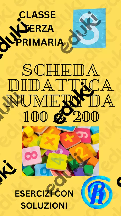 esercizi di matematica terza primaria. Numeri da 100 a 200 Esercizi - esercizi di matematica terza primaria. Numeri da 100 a 200 - Risorse Didattiche Scuola - Pagina di copertina