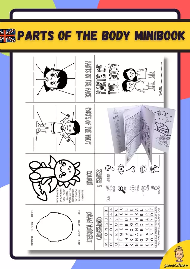 Parts of the body minibook in Inglese Esercizi - Parts of the body minibook in Inglese - games2learn - Pagina di copertina