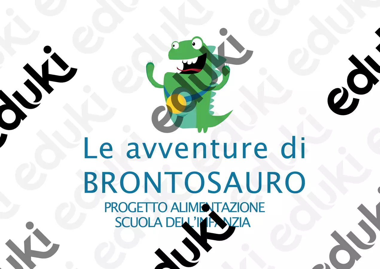 Progetto Alimentazione Scuola Infanzia STORIA DINOSAURO Presentazioni / Lavagne - Progetto Alimentazione Scuola Infanzia STORIA DINOSAURO - Maestra Giada - Pagina di copertina