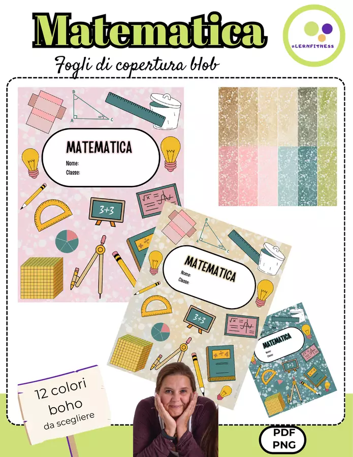 Matematica | 12 fogli di copertina | blob | quaderno di matematica Flashcard - Matematica | 12 fogli di copertina | blob | quaderno di matematica - Lernfitness - Pagina di copertina
