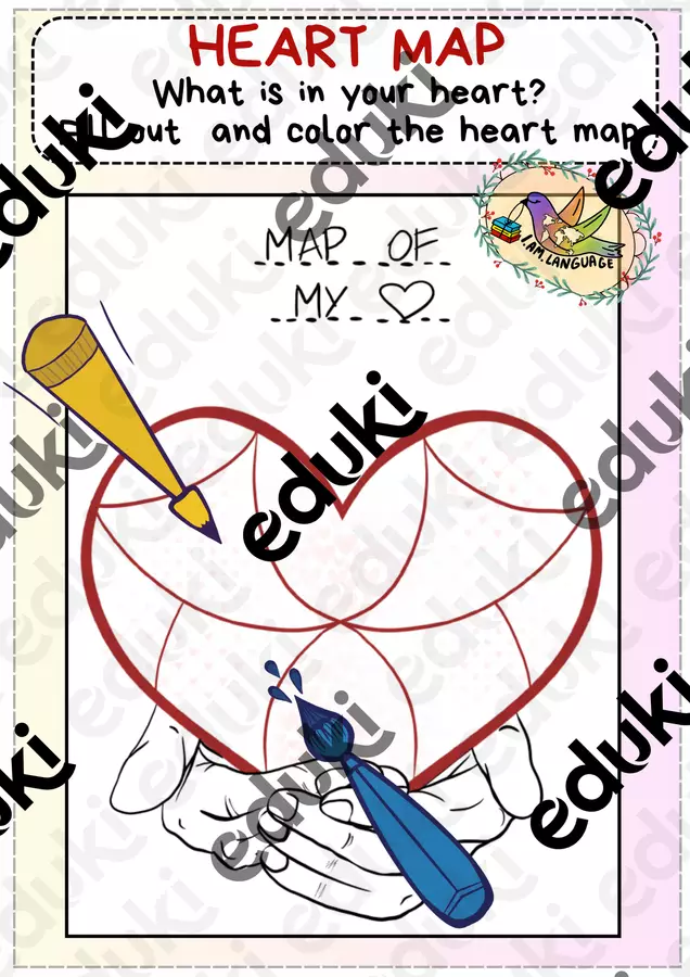 Inglese San Valentino: Mappa del cuore / Map of my heart Esercizi - Inglese San Valentino: Mappa del cuore / Map of my heart - I am Language - Pagina di copertina