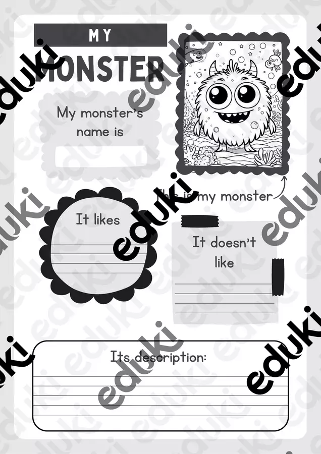 Monsters writing prompt - Schede in inglese Esercizi - Monsters writing prompt - Schede in inglese - MilleLibriPerBambini - Pagina di copertina