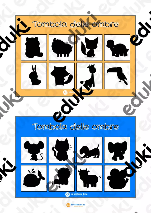La tombola delle ombre degli animali Materiale di supporto/inclusione - La tombola delle ombre degli animali - Educatrice Lisa - Pagina di copertina