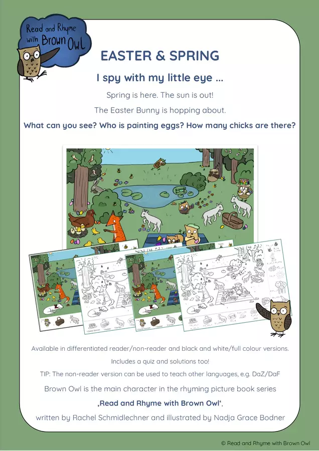 Brown Owl's Spring & Easter - I SPY PICTURE Esercizi - Brown Owl's Spring & Easter - I SPY PICTURE - Read and Rhyme with Brown Owl - Pagina di copertina