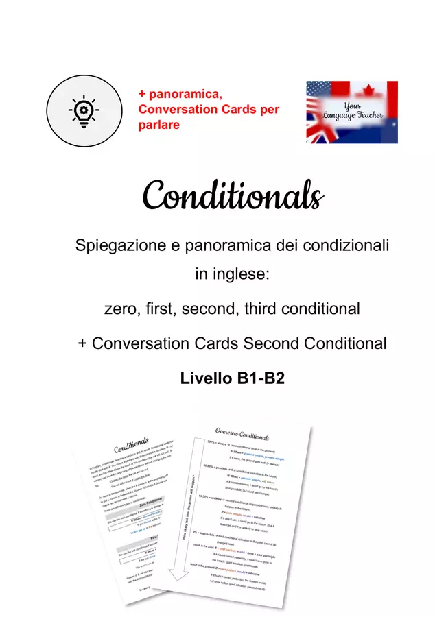Conditionals - Panoramica + Conversation Cards per parlare - B1/B2 Esercizi - Conditionals - Panoramica + Conversation Cards per parlare - B1/B2 - your language teacher - Pagina di copertina