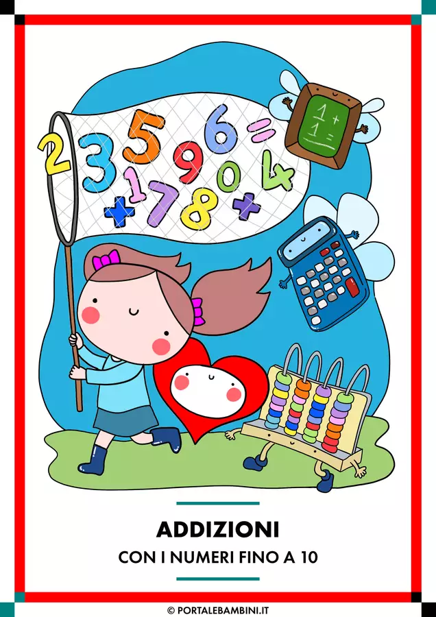 Addizioni fino a 10 Esercizi - Addizioni fino a 10 - Cuorfolletto Creative Shop - Pagina di copertina