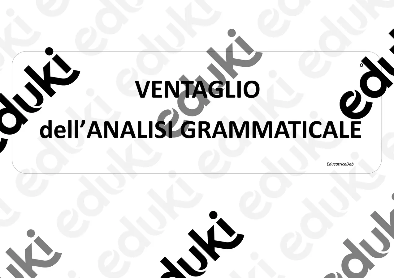 ITALIANO - Ventaglio Analisi Grammaticale Materiale di supporto/inclusione - ITALIANO - Ventaglio Analisi Grammaticale - EducatriceDeb - Pagina di copertina