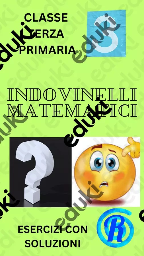 Indovinelli matematici terza elementare Materiale di supporto/inclusione - Indovinelli matematici terza elementare - Risorse Didattiche Scuola - Pagina di copertina