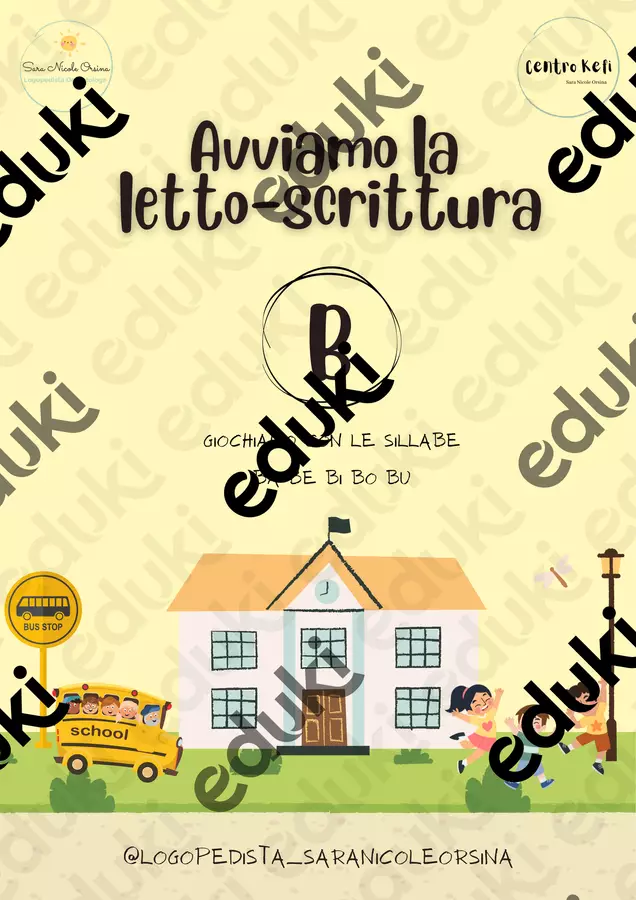 Impariamo le sillabe BA BE BI BO BU, La letterina B Materiale di supporto/inclusione - Impariamo le sillabe BA BE BI BO BU, La letterina B - Logopedista Sara Nicole Orsina - Pagina di copertina